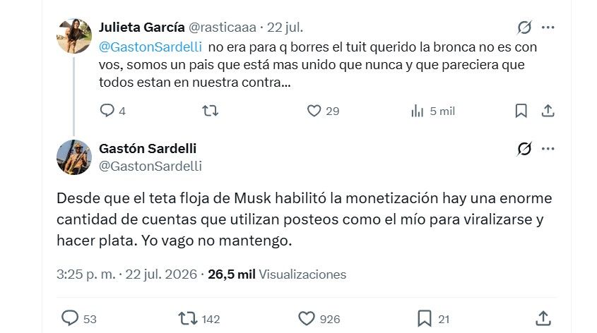 Gastón Sardelli explicó por qué borró su defensa a Rosalía