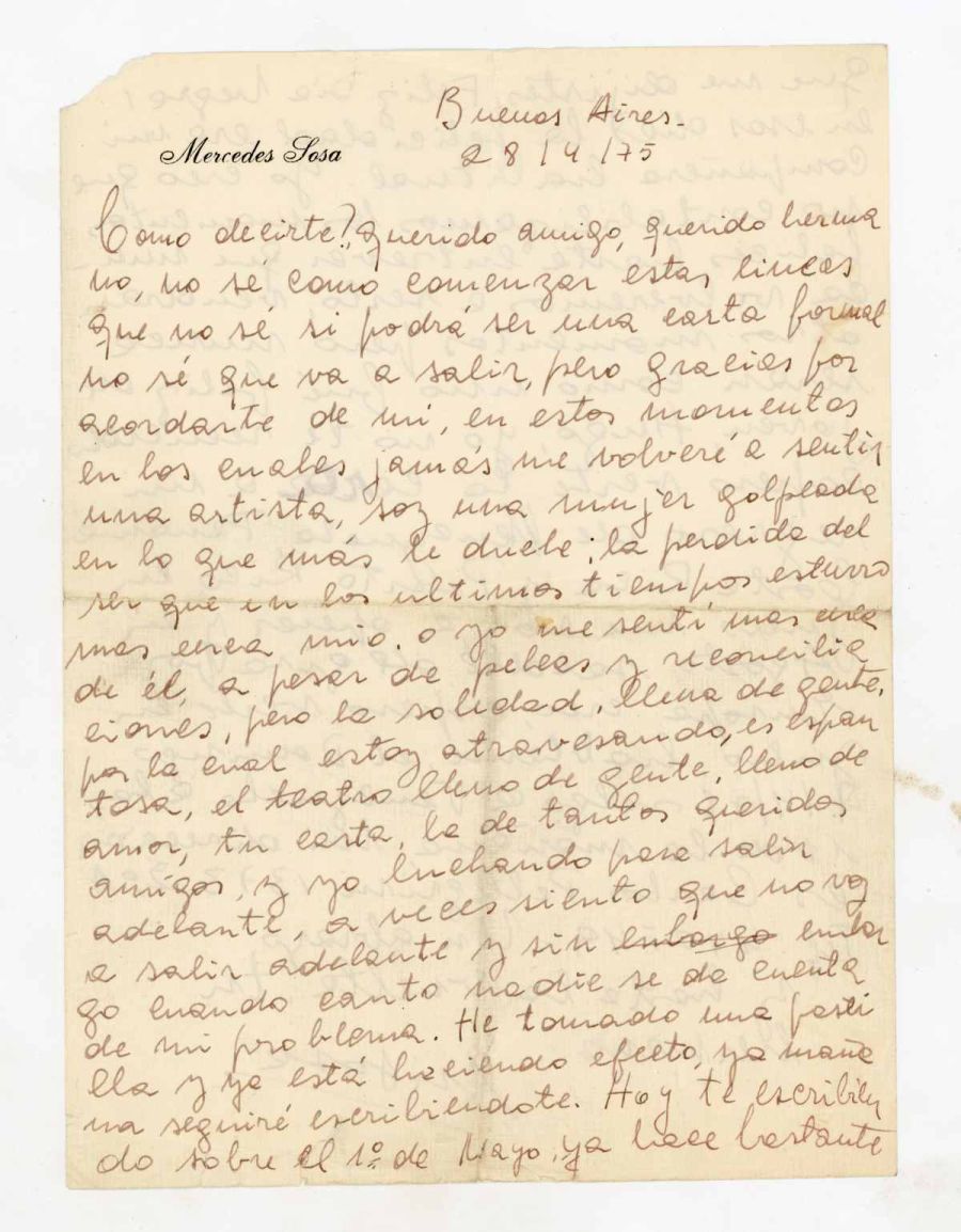 Carta de Mercedes Sosa