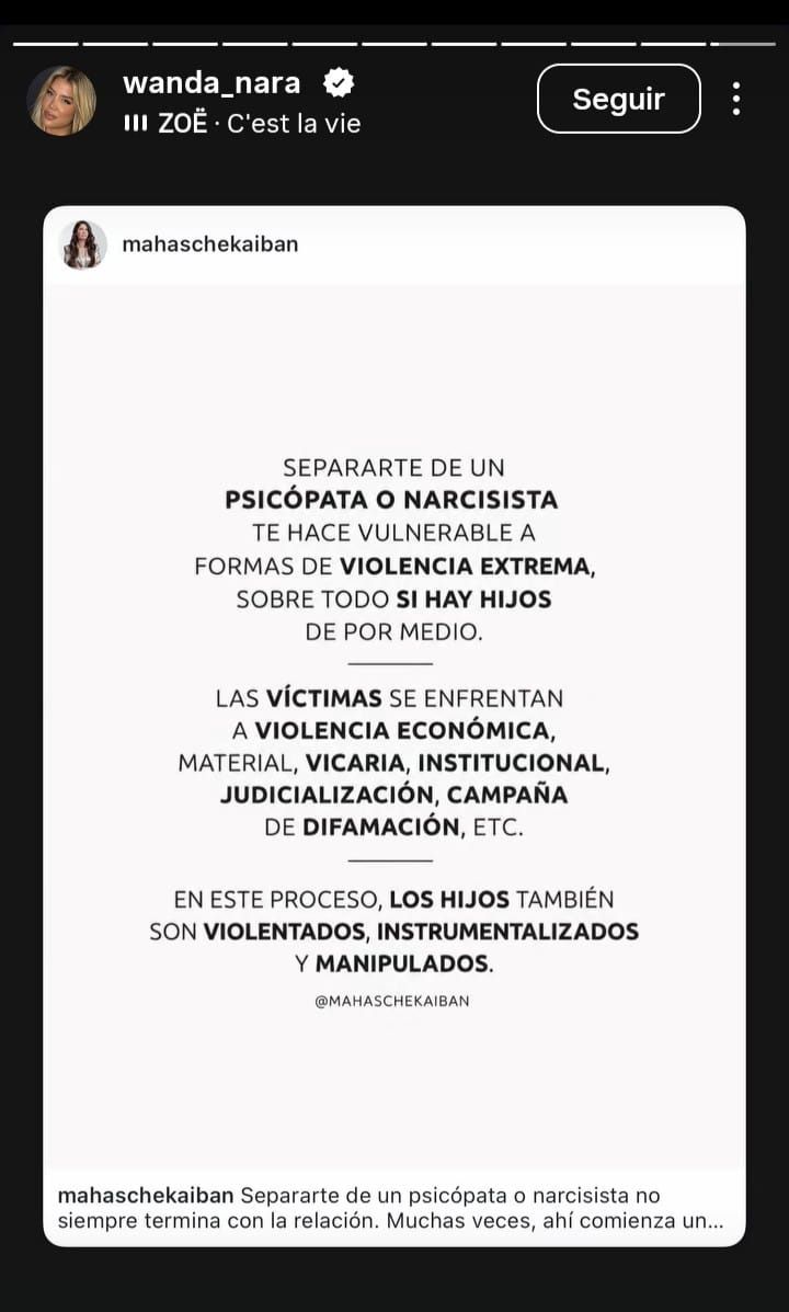 Posteo de Wanda Nara