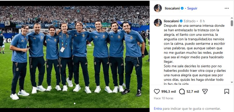 Scaloni en Instagram