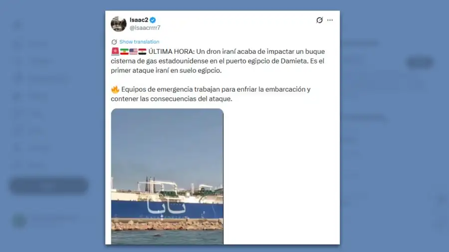 Dron iraní impacta en un buque cisterna de gas estadounidense 29072026
