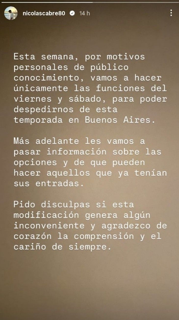 Nicolás Cabré tras la muerte de su hermano