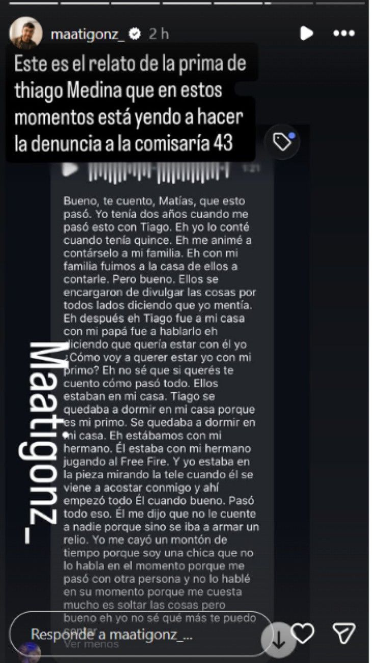 Denunciaron a Thiago Medina por abuso