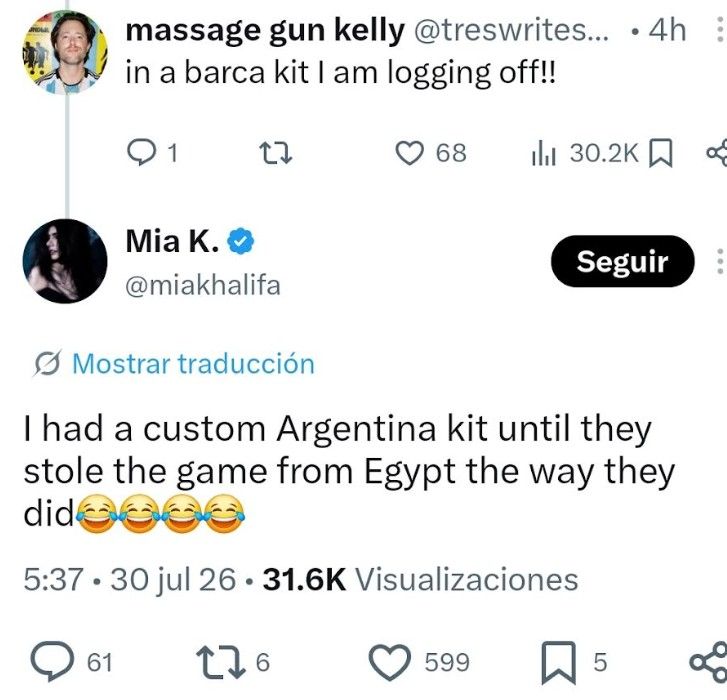 Mia Khalifa reveló por qué odia a la Selección, a Lionel Messi y a Argentina