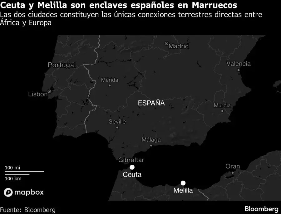 Ceuta y Melilla son enclaves españoles en Marruecos | Las dos ciudades constituyen las únicas conexiones terrestres directas entre África y Europa