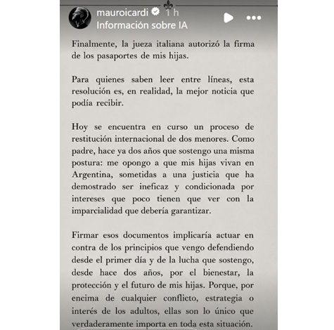 El descargo de Mauro Icardi frente al regreso de sus hijas a Argentina