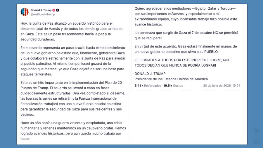 Posteo Donald Trump 31072026