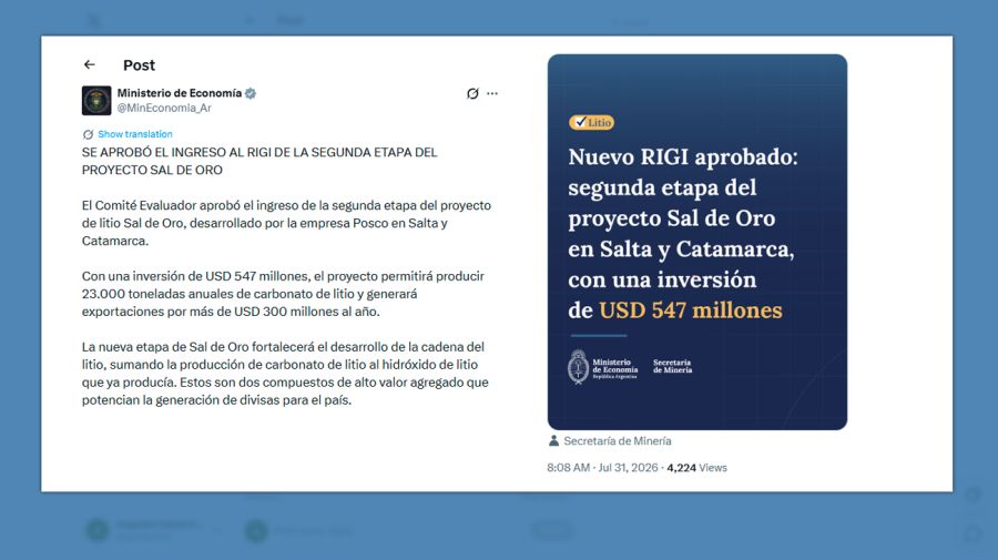 Posteo Ministerio de Economía 31072026