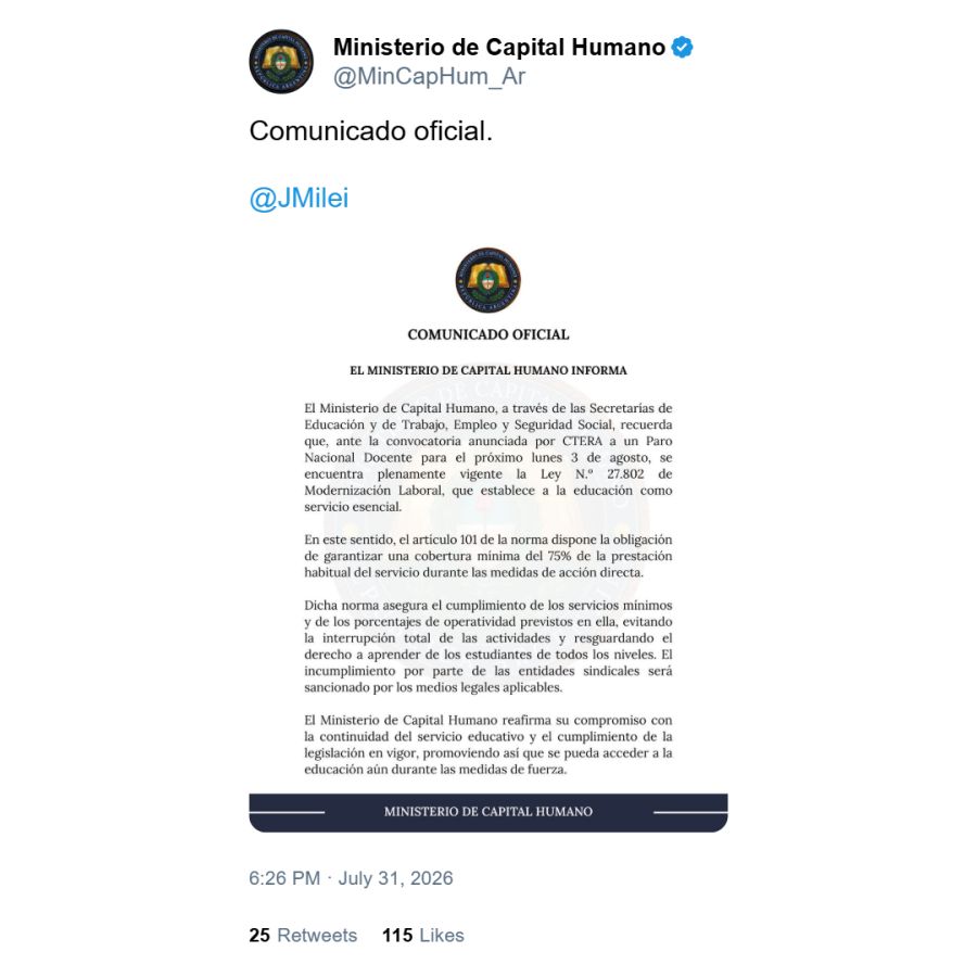 Respuesta del Gobierno al paro de CTERA