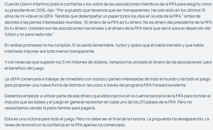 Comunicado de la UEFA