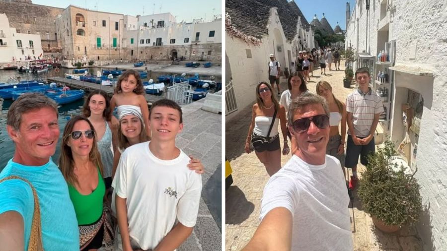 Las vacaciones de Sandra Borghi y su novio Pablo Rodríguez junto a sus hijos en Italia