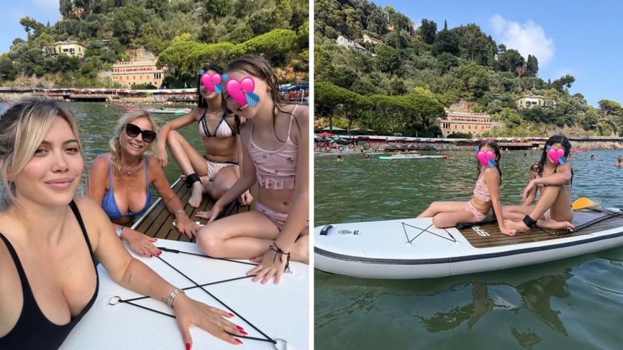 Vacaciones de Wanda Nara y sus hijas Francesca e Isabella en Italia 