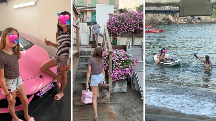 Vacaciones de Wanda Nara y sus hijas Francesca e Isabella en Italia 
