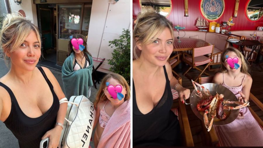 Vacaciones de Wanda Nara y sus hijas Francesca e Isabella en Italia 
