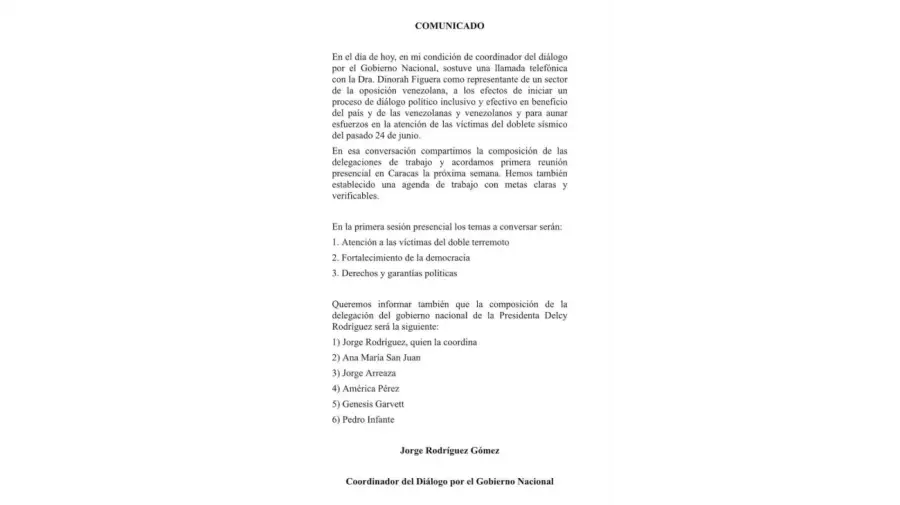Inicio del diálogo en Venezuela