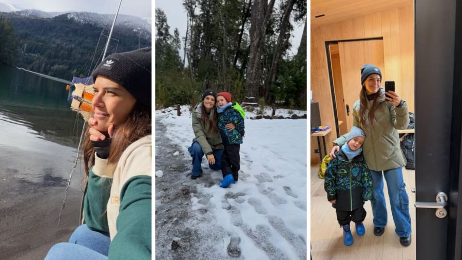 Las vacaciones de Mica Vázquez y Gerónico Klein en la nieve junto a su hijo Baltazar