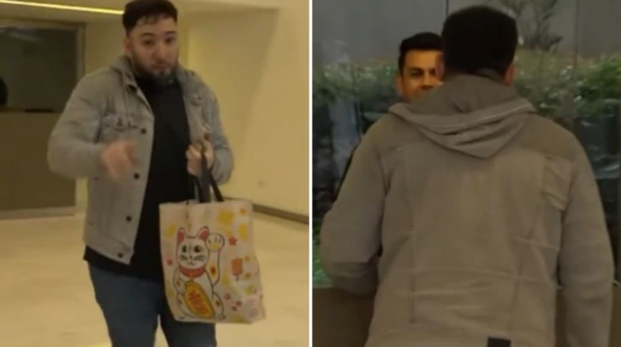 Diego Di Santo saliendo de la casa de Facundo Moyano