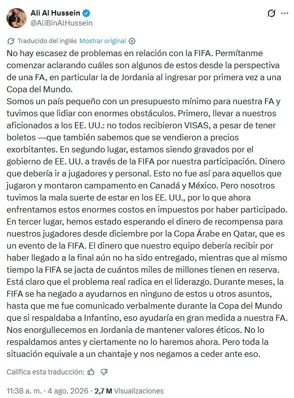 Tuit del príncipe Ali Al Hussein