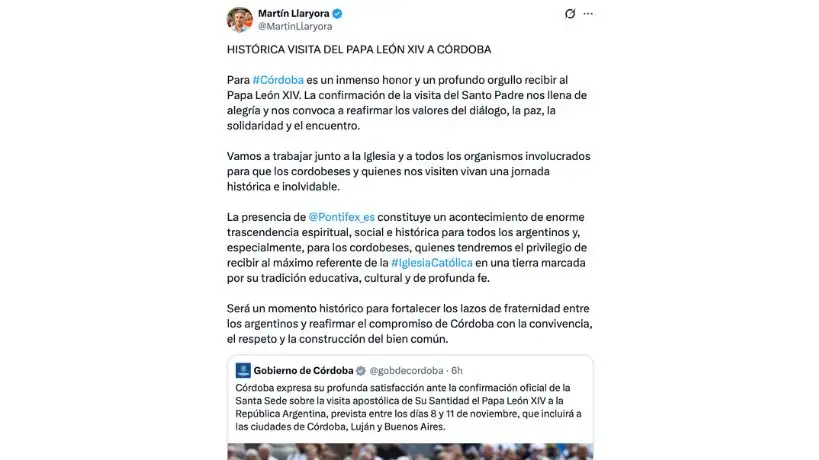 Martín Llaryora vía X