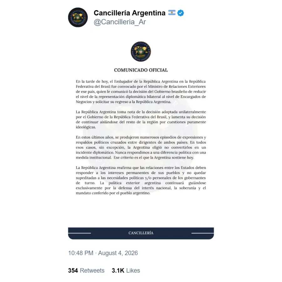 Posteo de Cancillería