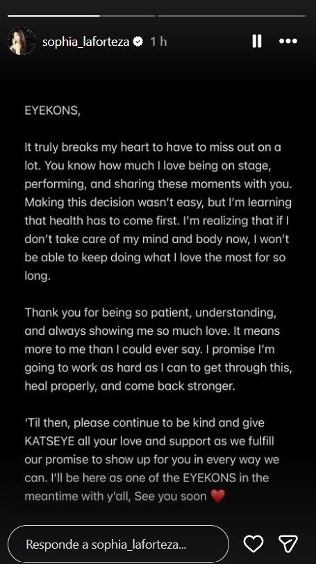 Sophia Laforteza anuncia hiatus