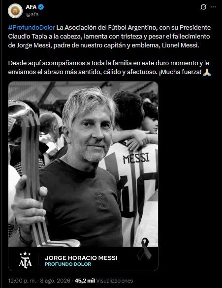 AFA despidió a Jorge Messi, padre de Lionel Messi