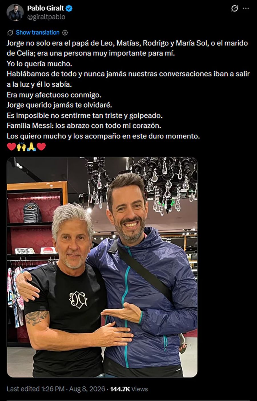 Despedida a Jorge Messi 