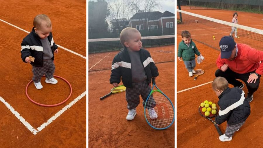 Marco Mazzoni en su primera clase de tenis