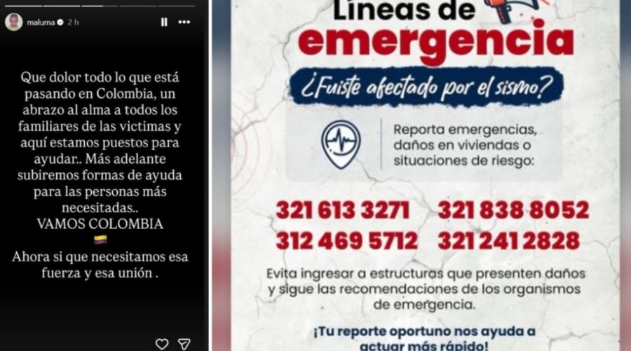 El mensaje de Maluma por el terremoto en Colombia