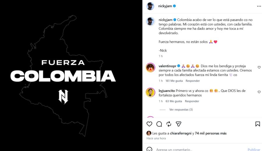 El mensaje de Nicky Jam por el terremoto en Colombia