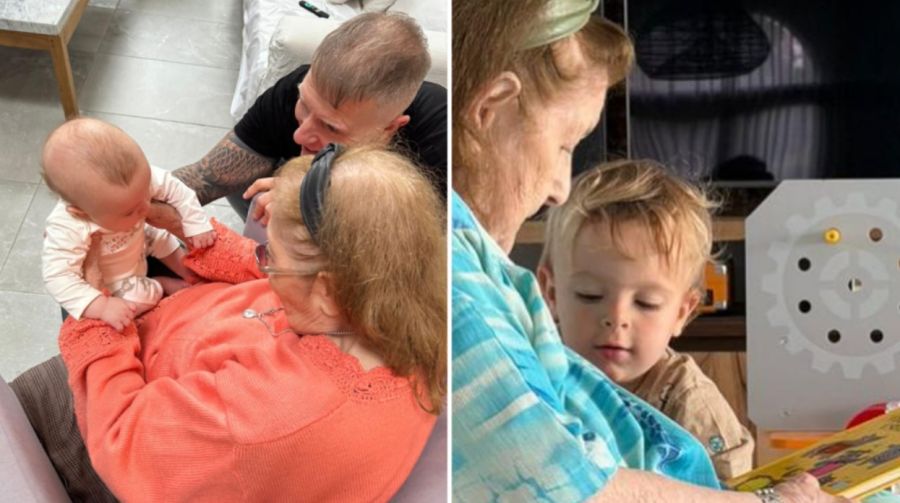 Alejandro Fantino, su mamá Chita y su hijo Beltrán 