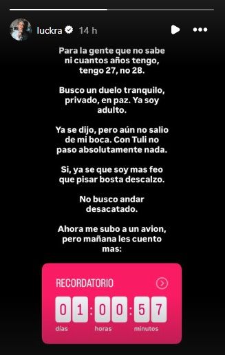 El descargo de Luck Ra sobre su separación de La Joaqui