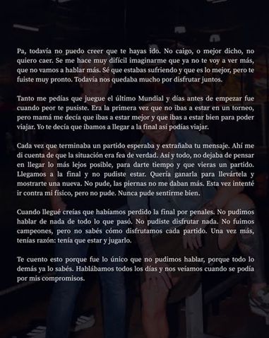 La carta abierta de Lionel Messi a su papá, Jorge