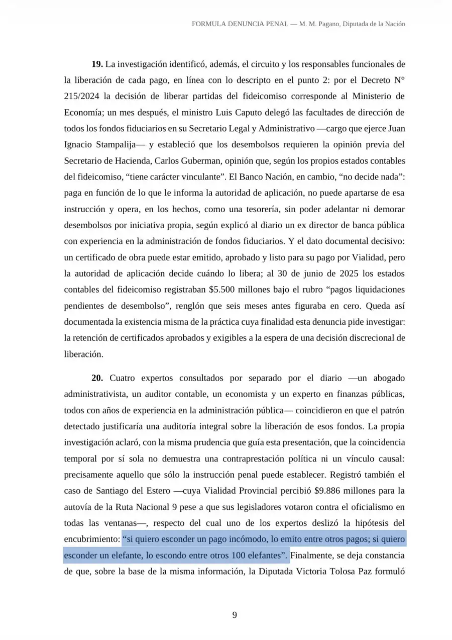 La denuncia de Marcela Pagano