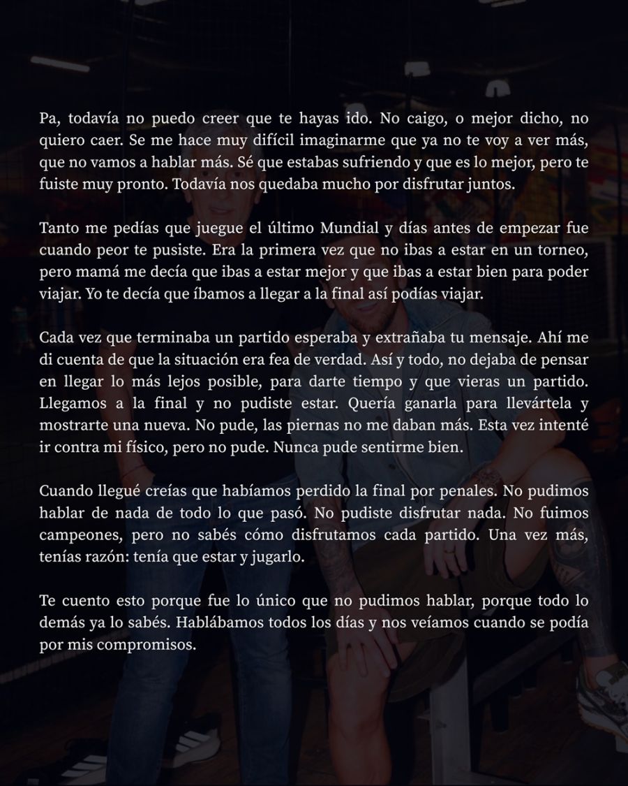 La desgarradora carta de Lionel Messi a su padre Jorge tras su fallecimiento