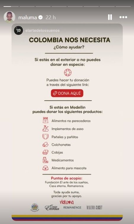 Maluma ayuda a Colombia