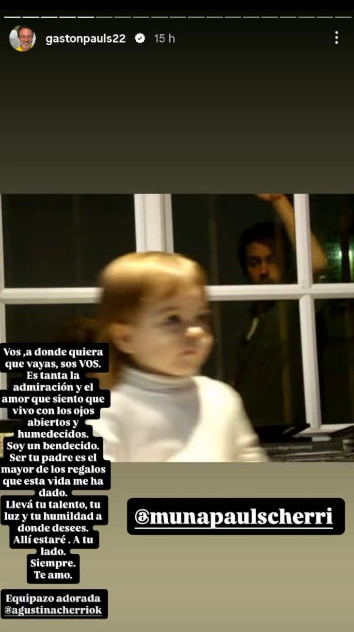 Agustina Cherri y Gastón Pauls por su hija Muna