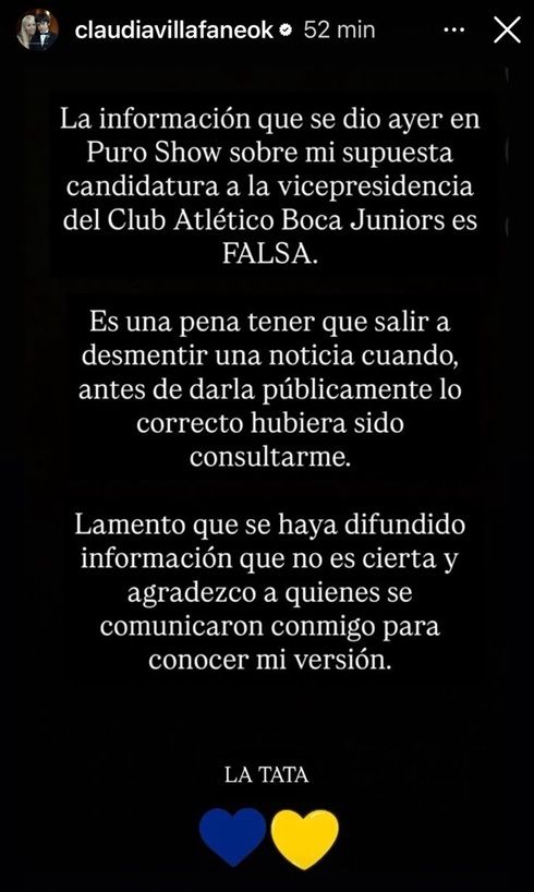 El descargo de Claudia Villafañe