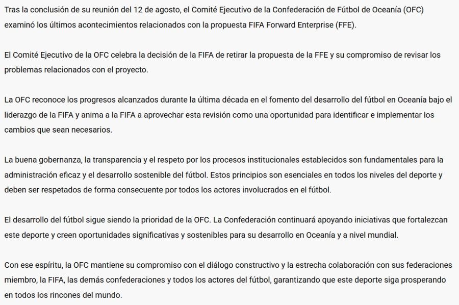 Comunicado OFC