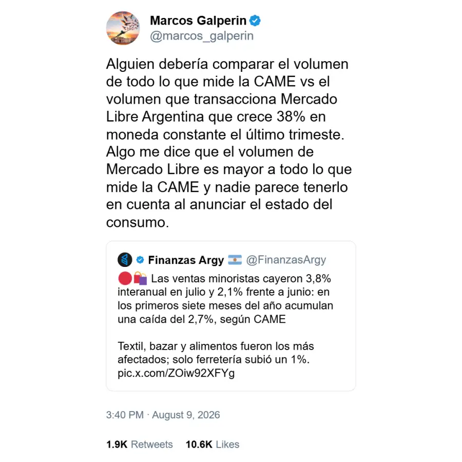 Posteo de Marcos Galperín 1