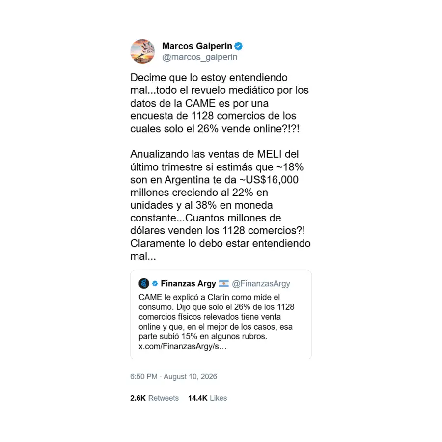 Posteo de Marcos Galperín 2