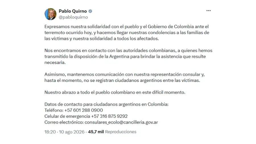 Tweet de Pablo Quirno
