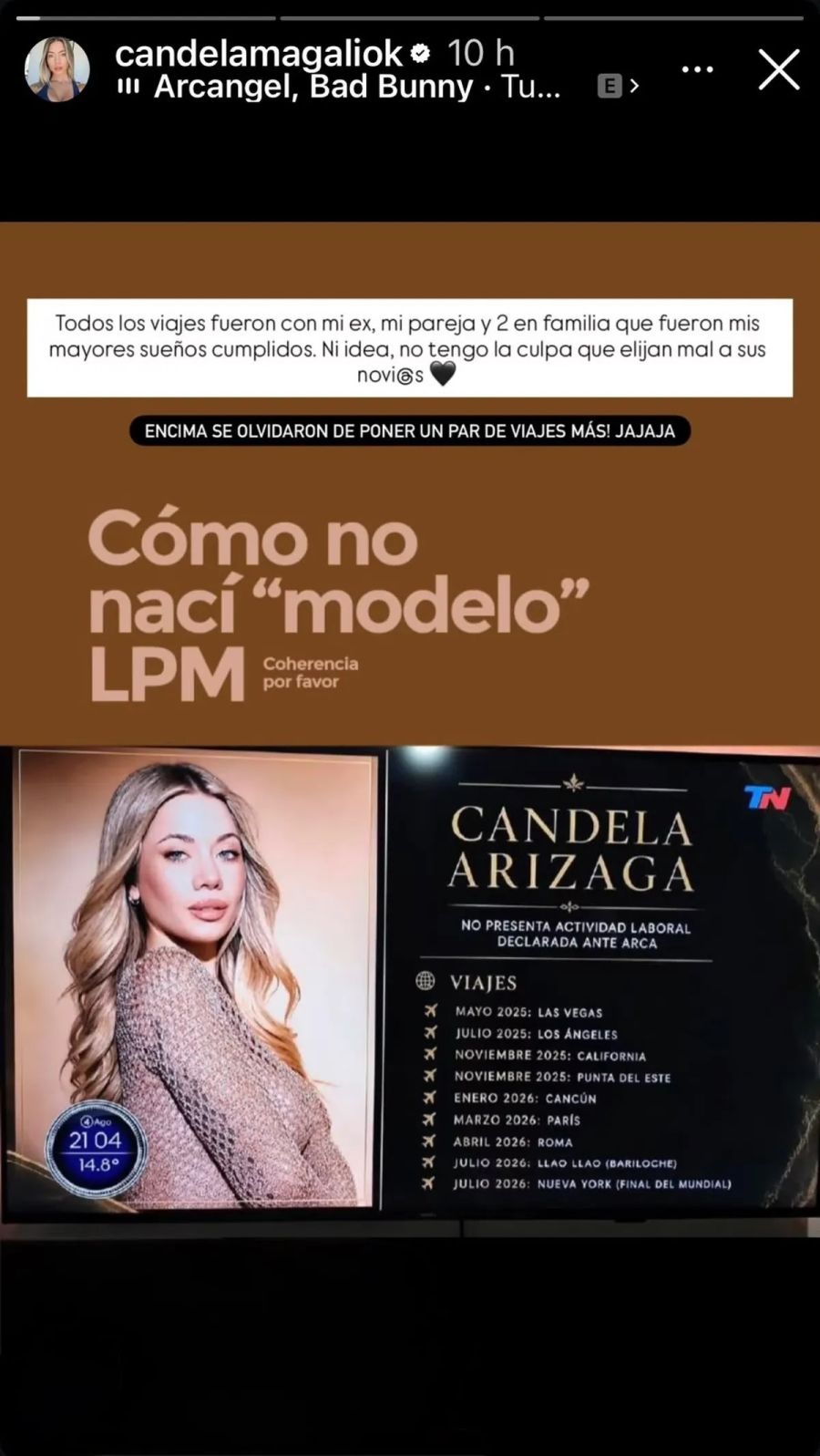 El desafiante mensaje de Candela Arizaga