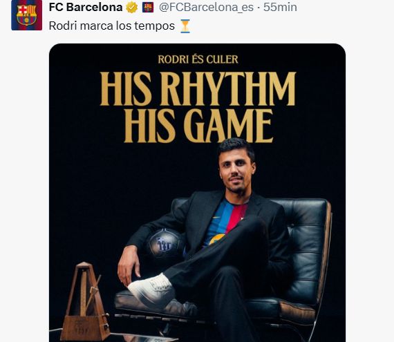 Rodri es nuevo jugador del Barcelona