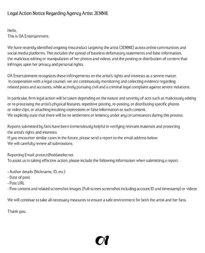 Comunicado de OA anunciando acciones legales contra publicaciones maliciosas