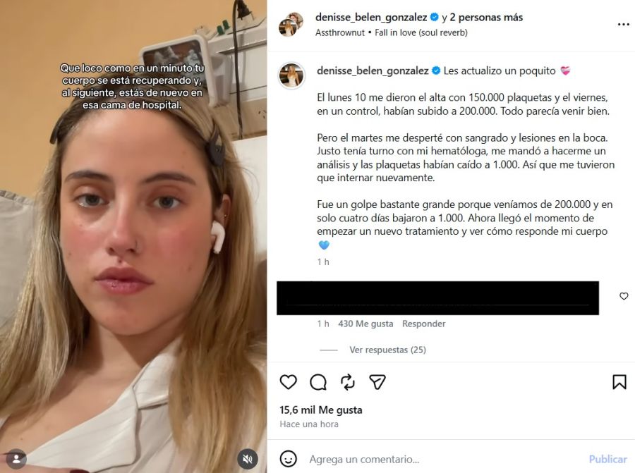 Denisse González nuevamente internada 