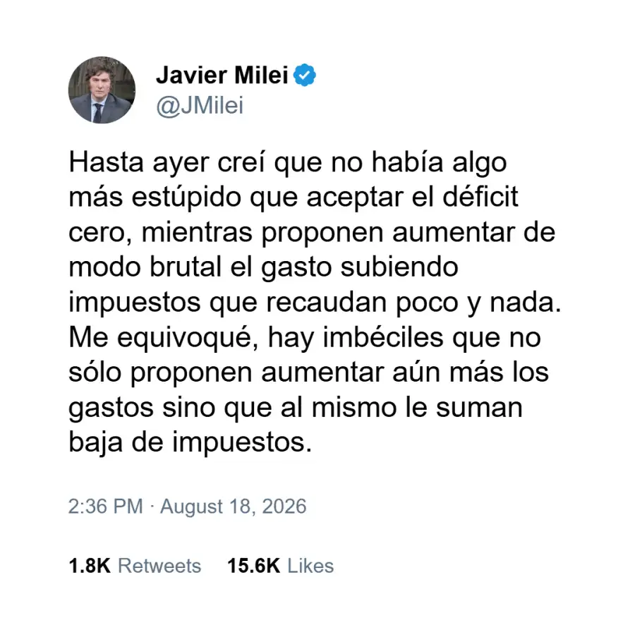 Posteo de Javier Milei sobre economía 2