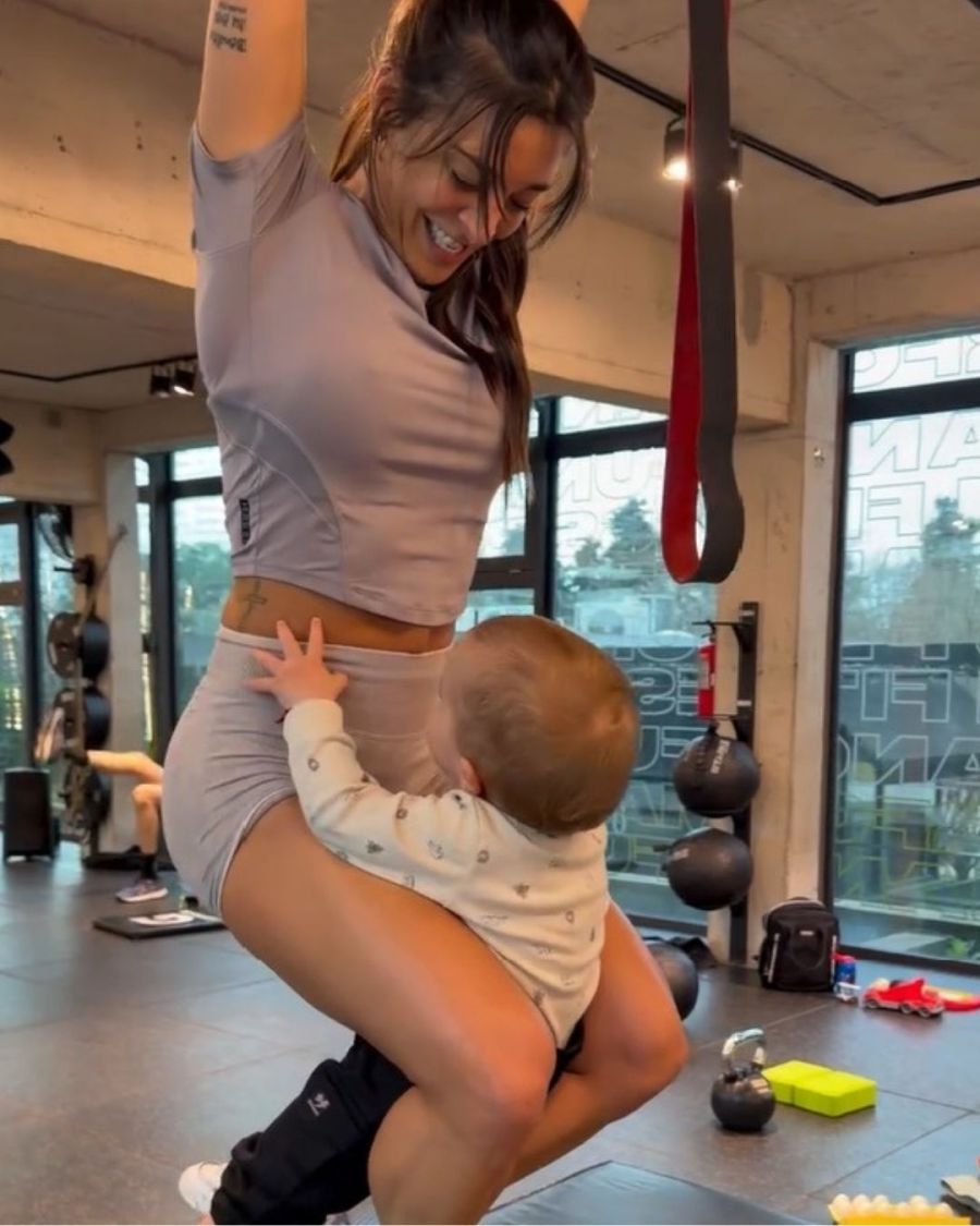 Sol Pérez mostró su día de entrenamiento junto a su hijo