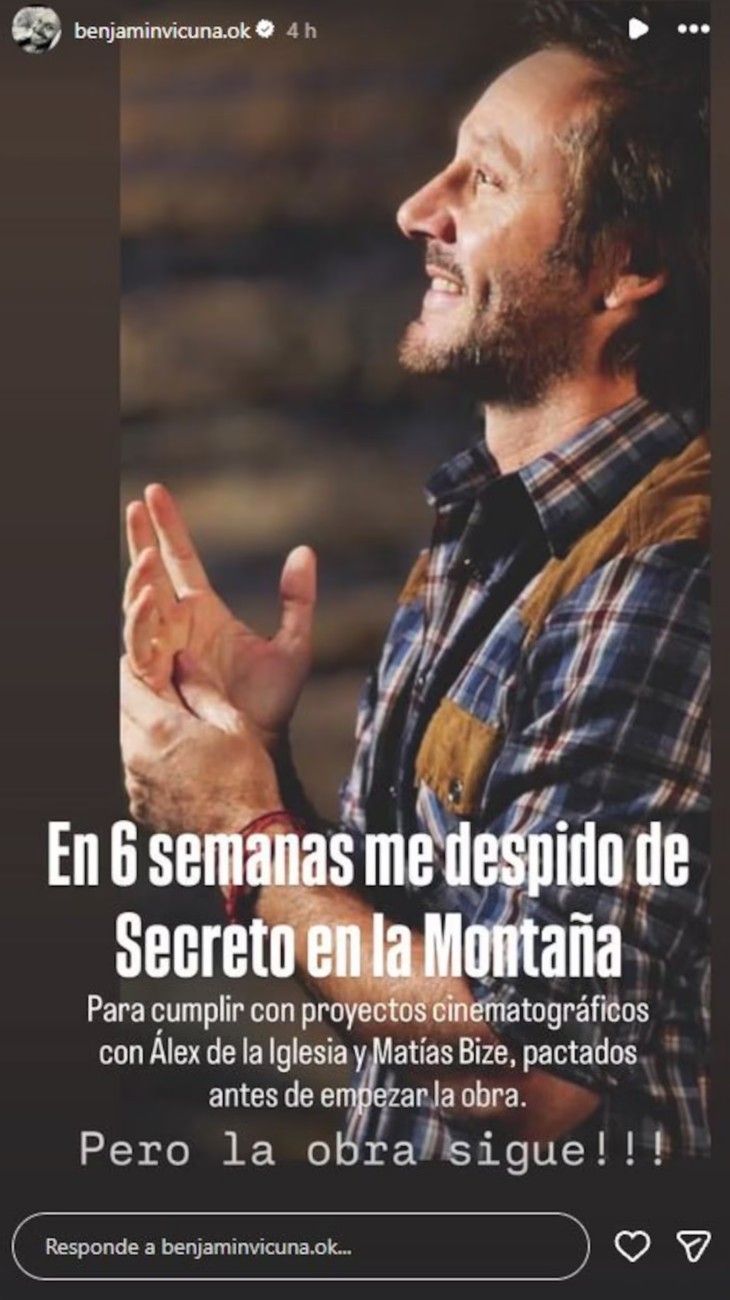 Benjamín Vicuña deja Secreto en la Montaña