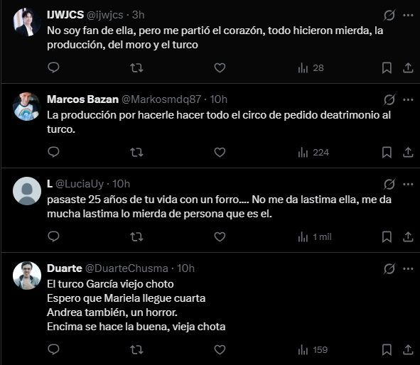 Los comentarios contra El Turco García por dejar plantada a Mariela Prieto en el casamiento de Gran Hermano 1